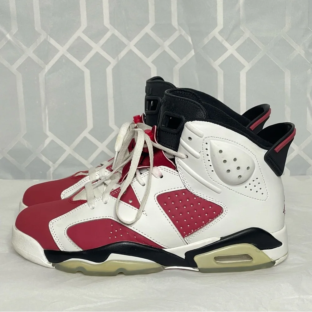 Nike Air Jordan 6 Retro Carmine White Red Black Sneaker 9.5 Style 384665-160